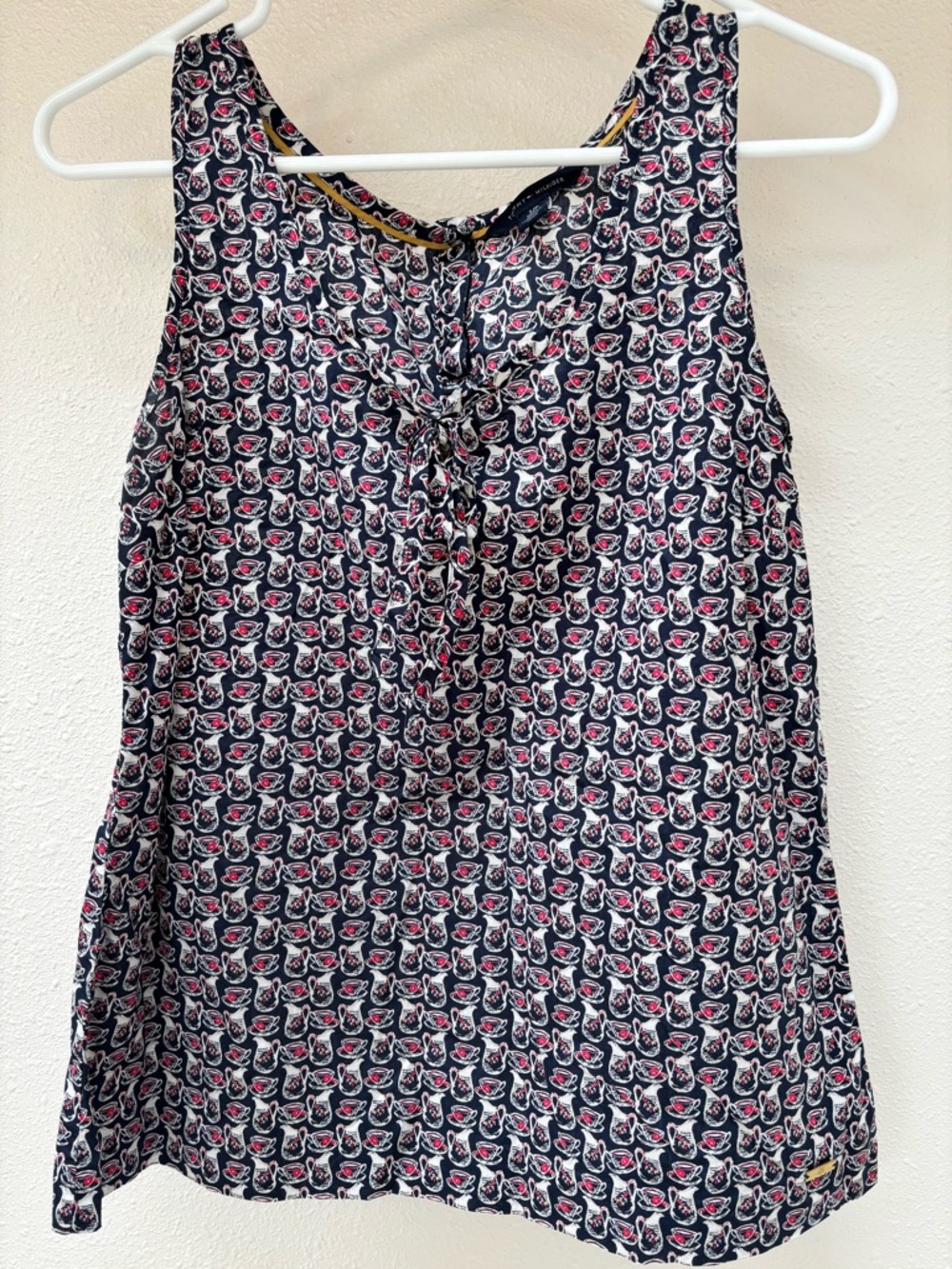 Tommy Hilfiger Navy Print Tie-Front Tank Top